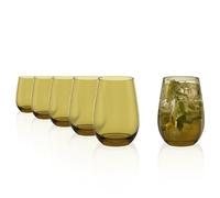 Stölzle Lausitz Verres à eau Elements Olive Lot de 6 - Gobelets 465 ml en cristal sans plomb pour eau, jus & cocktails - Résistants au lave-vaisselle & aux chocs - Design moderne fabriqué en Allemagne