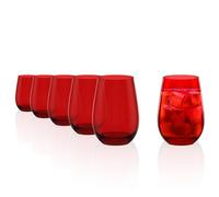 Stölzle Lausitz verres pour boire ELEMENTS 465 ml rouge I lot de 6 I service de verres lavables au lave-vaisselle I haute résistance à la casse I verres universels comme verres à eau, jus, whisky