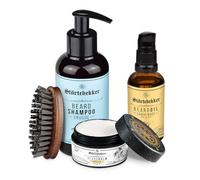 Störtebekker® Kit anti-démangeaisons Premium - Kit d'entretien de barbe de qualité supérieure pour homme - Avec huile à barbe (Bois de Santal), baume à barbe, brosse à barbe, shampoing à barbe