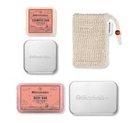 Störtebekker Kit de douche haut de gamme Hair & Body | 2 shampoings solides & 2 gels douche Tortuga pour homme et femme | avec boîte à savon et sac en sisal | végétalien et fait main