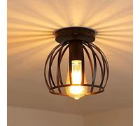 STOEX Plafonnier vintage industrielle design forme cage lampe de plafond métal luminaire pour Salon Chambre Salle à manger noir (sans ampoule) (x 1)