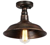 STOEX Retro Plafonnier Industriel Vintage en Métal Ø 26CM, Suspension Luminaire Lampe de Plafond Retro pour Cuisine Salon Chambre Bar Café, E27 Laiton