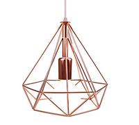 STOEX Vintage Suspension Industrielle Lustre Abat-jour Éclairage Douille E27 Edison Plafonnier Métal Ø25cm, Or rose (Sans ampoule)