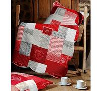 Lovely Casa Boutis et taies d'oreiller Arkansas Rouge – 220 x 240 cm – Patchwork 100% polyester