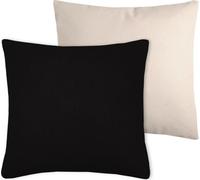STOF | Coussin de canapé - Coussin décoratif - DUO - 50x50 cm - Noir & Beige clair - Taie d'oreiller bicolore - Coton de haute qualité