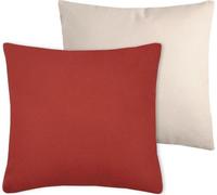 STOF | Coussin de canapé - Coussin décoratif - DUO - 50x50 cm - rouge brique & beige clair - Taie d'oreiller bicolore - Coton de haute qualité