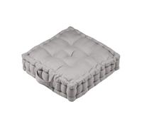 Coussin de sol en satin de coton - OXFORD - Naturel - Dim environ : 45 x 45 x 10 cm