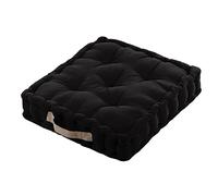 Stof - Coussin de Sol - Taille 45x45 cm - 100% Coton - Couleur Noir Lin - Modèle Duo - Épaisseur Idéale - Confortable et Élégant - Agréable au Toucher