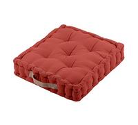 Coussin de sol en coton uni terracotta