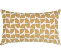 STOF | Coussin décoratif - 30x50 cm - Blanc avec motif géométrique jaune moutarde - Design moderne - Accessoire d'intérieur