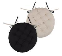 Stof - Galette de Chaise - Taille ø 38-100% Coton - Couleur Noir Lin - Modèle Duo - Qualité Exceptionnelle - Confortable et Élégant - Facile d'entretien
