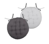 - Coussin de chaise en coton Gris Perle rond et réversible 38 cm