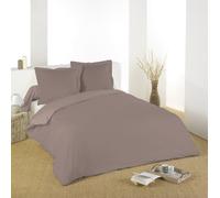 Stof Housse de Couette Lovely CASA Alicia - Taille 240 x 220 cm - Taupe - 100% Coton 57 Fils Oekotex - Linge de Lit pour Maison - Doux et Confortable pour Nid Douillet - Double - Mixte Unisexe