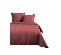 STOF - Housse de Couette -Taille 240x220 cm - 100% Coton certifié Oeko-Tex - Couleur Grenache -Modèle Eden - Linge de Lit pour Maison - Idéal lit Double Queen Size ou Standard - 2 Personnes
