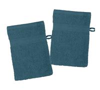 Stof - Lot de 2 Gants de Toilette - Taille 15x21 cm - 100% Coton Bio - Couleur Petrole - Modèle Lagune - Linge de Bain - Doux et de Bonne qualité - Certifié Oeko Tex