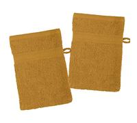 Stof Lovely CASA - Lot de 6 Gants de Toilette - Taille 15x21 cm - 100% Coton Bio - Couleur Curry - Modèle Lagune - Linge de Bain - Doux et de Bonne qualité - Certifié Oeko Tex