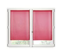 Stof - Paire de Brises-bise -Taille 60x120 cm - 100% Polyester - Couleur Rouge - Modèle Monna - Vitrage - Intimité et Transparence - Uni