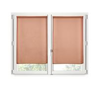 STOF - Paire de Brises-bise -Taille 60x120 cm - 100% Polyester - Couleur Terracotta - Modèle Monna - Vitrage - Intimité et Transparence - Uni