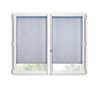 STOF - Paire de Brises-bise -Taille 60x160 cm - 100% Polyester - Couleur Denim - Modèle Monna - Vitrage - Intimité et Transparence - Uni