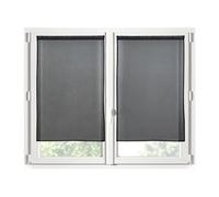 STOF - Paire de Brises-bise -Taille 60x90 cm - 100% Polyester - Couleur Noir - Modèle Monna - Vitrage - Intimité et Transparence - Uni