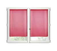 Stof - Paire de Brises-bise -Taille 70x200 cm - 100% Polyester - Couleur Rouge - Modèle Monna - Vitrage - Intimité et Transparence - Uni