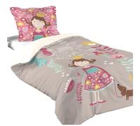 Stof - Parure Housse de Couette + 1 taie d'oreiller - Taille 140x200cm - 100% Coton - Modèle Lena - Rose et Naturel - Fille - Fée - Girly - Princesse