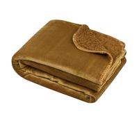 Stof - Plaid - Taille 130x160 cm - 100% Polyester - Couleur Camel - Modèle Michigan - Couverture - Doux Chaud Confortable, uni