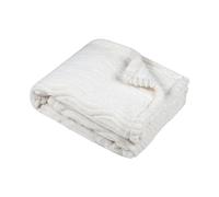 Stof - Plaid - Taille 130x160 cm - 100% Polyester - Couleur Ecru - Modèle Columbia - Couverture - Doux Chaud Moelleux Texturé, uni