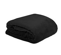 Stof - Plaid - Taille 240x220 cm - 100% Polyester - Couleur Noir - Modèle Doudou - pour Canapé ou Chambre - Idéal Toutes pièces