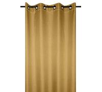 Rideau occultant uni Moutarde, Effet toile de jute, 140x260cm, 100% Polyester, Prêt à poser