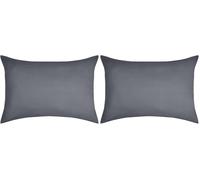 STOF - Taie d'oreiller -Taille 50x70 cm - 100% Coton certifié Oeko-Tex - Excellente qualité - Couleur Ardoise -Modèle Eden - Linge de Lit pour Maison - Doux et Confortable - Unisexe - Mixte (Lot de 2)