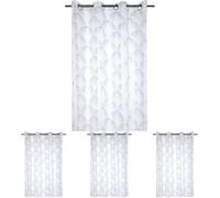 Stof - Voile - 140x260cm - Modèle Maldives - Argent - R6B095002VL - Motif Exotique - Idéal Toute pièce (Lot de 4)