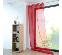 Stof - Voile Monna avec Œillets pour Salon ou Chambre - Taille 135 x 260 Rouge - Voile pour Fenêtre ou Dressing - Garantira Votre Intimité - Décoration - Idéal pour Maison
