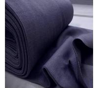 Stoffbook Tissu Jersey Bord-côte Tricoté à Manchette Bi-extensible En Coton. Bleu Gris Sombre, C644