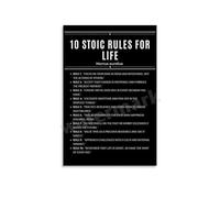 Stoic Philosophy Life Rules Poster, Inspired by Marcus Aurelius, Unframed Canvas Print for Executives, Students, Gym(Framed,12x18inch(30x45cm))