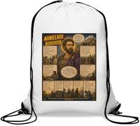 Stoic Sac de gym avec cordon de serrage Motif empereur et philosophe Blanc