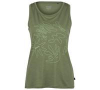 Stoic - Women's Merino155 LaholmSt. Print Tank Flowers - Haut en mérinos - XXL - moss green