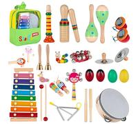 Stoie's Ensemble d’Instruments de Musique pour Enfants - 34 Instruments de Percussion en Bois pour Tout-Petits 1-3 Ans, Xylophone, Tambourin, Maracas, Jouets musicaux pour Enfants 3-5 Ans