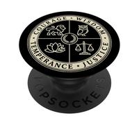 Stoïque Quatre Vertus Courage Sagesse Justice Temprance PopSockets PopGrip Adhésif