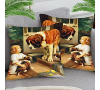 STOJAN Lot de 2 Housses de Coussin Peluche de Velours Compagnon Saint Bernard Décoratives Carrées Taie d'oreiller Carrées Décor Décoratifs pour Salon Canapé Sofa Chambres Maison 45x45cm