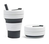 STOJO On-The-Go Biggie Tasse à café pliable - 473 ml - Tasse de voyage réutilisable et pliable en silicone avec couvercle - Portable, format de poche, passe au lave-vaisselle - Ardoise