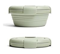 Stojo On The Go Bol à déjeuner pliable,Saladier réutilisable,Boîte à déjeuner empilable et empilable,Récipient de stockage alimentaire réutilisable en silicone,Boîte Bento pliable 1.1 l,Sauge