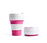 STOJO On-The-Go Tasse à café pliable - 355 ml - Tasse de voyage réutilisable et pliable en silicone avec couvercle - Portable, format de poche - Passe au lave-vaisselle - Rose œillet