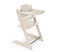Stokke Chaise Haute Tripp Trapp® + Baby Set² + Plateau - Blanc Vanille | Solution 2-en-1 dès 6 mois. Inclut la chaise en bois, le Baby Set² pour être bien assis en sécurité, et le plateau.