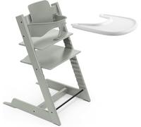 Stokke Chaise Haute Tripp Trapp® + Baby Set² + Plateau - Vert Glacier | Solution 2-en-1 dès 6 mois. Inclut la chaise en bois, le Baby Set² pour être bien assis en sécurité, et le plateau.