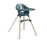 Stokke Clikk Chaise haute portable pour bébé avec plateau, repose-pieds et harnais - Assemblage facile sans outil pour la maison et les voyages, de 6 mois à 3 ans, bleu fjord