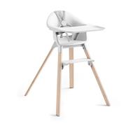 Stokke Clikk Chaise haute portable pour bébé avec plateau, repose-pieds et harnais - Assemblage facile sans outil pour la maison et les voyages, 6 mois à 3 ans, blanc