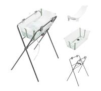 Stokke Flexi Bath® Baignoire bébé sur pied avec support nouveau-né, Vert | Hauteur ergonomique pour un bain confortable. Transat de bain nouveau-né inclus. Pliable et facile à ranger. De 0 à 4 ans.