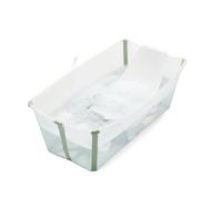 Stokke Flexi Bath® Baignoire Pliable Bébé avec support Nouveau-né, Vert | Baignoire bébé légère, résistante et facile à ranger. Position ergonomique avec transat de bain inclus. De 0 à 4 ans.