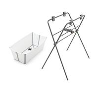 Stokke Flexi Bath® Baignoire Pliable Bébé sur pied, Blanc | Hauteur ergonomique pour éviter de s’agenouiller. Se replie à plat pour faciliter le rangement et le transport. De 0 à 4 ans.